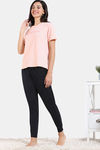 Zivame Friends Knit Cotton Loungewear Set - Caviar — thumbnail 4