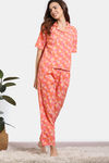 Zivame Aquarelle Woven Loungewear Pyjama Set - Melon — thumbnail 2
