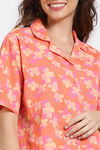 Zivame Aquarelle Woven Loungewear Pyjama Set - Melon — thumbnail 5