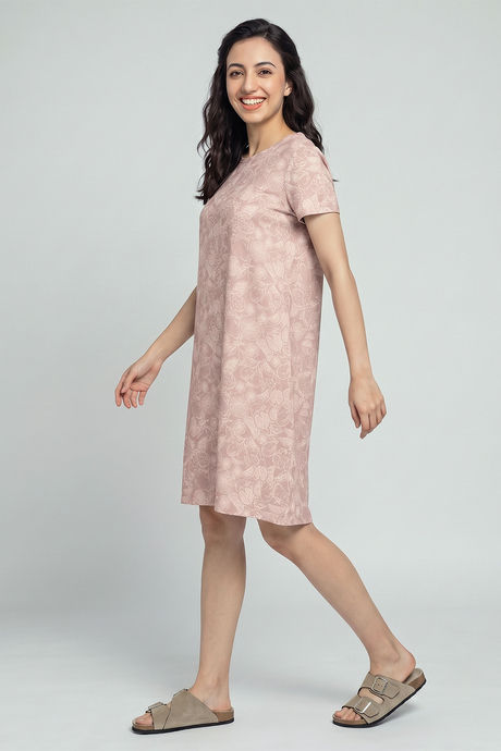 Zivame Knit Poly Knee Length Nightdress With In Built Slip On Bra - Roebuck — image 2