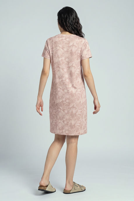 Zivame Knit Poly Knee Length Nightdress With In Built Slip On Bra - Roebuck — image 3
