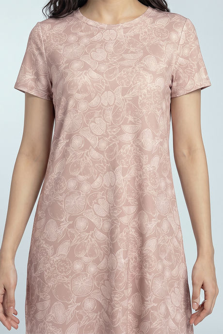 Zivame Knit Poly Knee Length Nightdress With In Built Slip On Bra - Roebuck — image 5