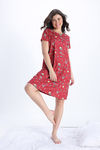 Zivame Smurf Collection Knit Poly Knee Length Nightdress With In Built Slip On Bra - Salsa — thumbnail 2