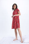 Zivame Smurf Collection Knit Poly Knee Length Nightdress With In Built Slip On Bra - Salsa — thumbnail 3