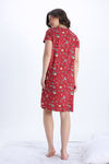 Zivame Smurf Collection Knit Poly Knee Length Nightdress With In Built Slip On Bra - Salsa — thumbnail 4