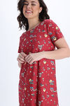 Zivame Smurf Collection Knit Poly Knee Length Nightdress With In Built Slip On Bra - Salsa — thumbnail 5