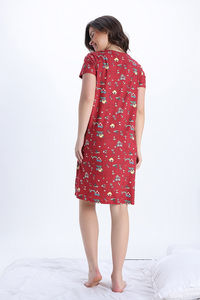 Zivame Smurf Collection Knit Poly Knee Length Nightdress With In Built Slip On Bra - Salsa — thumbnail 5