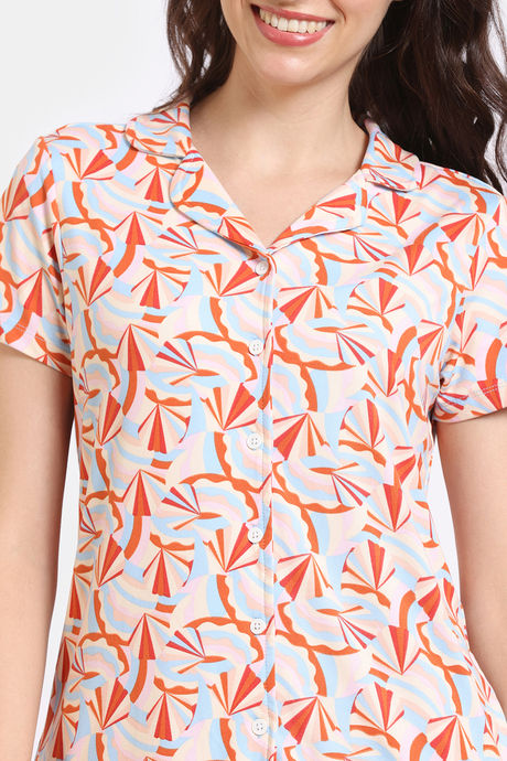 Zivame Shells Puzzle Knit Poly Short Set - Dew — image 5