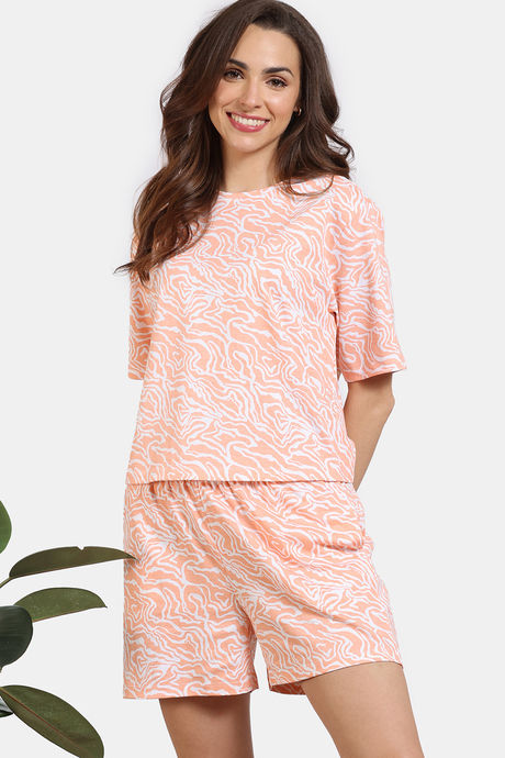 Zivame Serene Pastels Knit Cotton Shorts Set - Sunburst — image 2