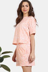Zivame Serene Pastels Knit Cotton Shorts Set - Sunburst — thumbnail 3