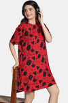 Zivame 2 Mile Fashion Knit Cotton Knee Length Nightdress - Salsa — thumbnail 1