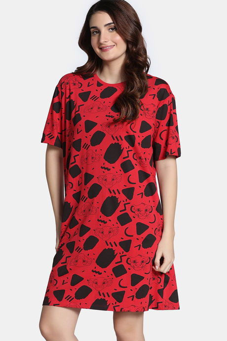Zivame 2 Mile Fashion Knit Cotton Knee Length Nightdress - Salsa — image 2