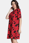 Zivame 2 Mile Fashion Knit Cotton Knee Length Nightdress - Salsa — thumbnail 3