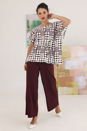 Zivame 2 Mile Fashion Knit Cotton Pyjama Set - Rum Raisin