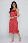 Zivame Satin Hearts Mid Length Nightdress - Samba — thumbnail 1