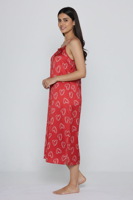 Zivame Satin Hearts Mid Length Nightdress - Samba — image 2