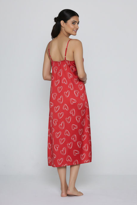 Zivame Satin Hearts Mid Length Nightdress - Samba — image 3