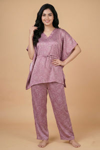 Zivame Satin Kaftan Loungewear Set - Polignac — thumbnail 1