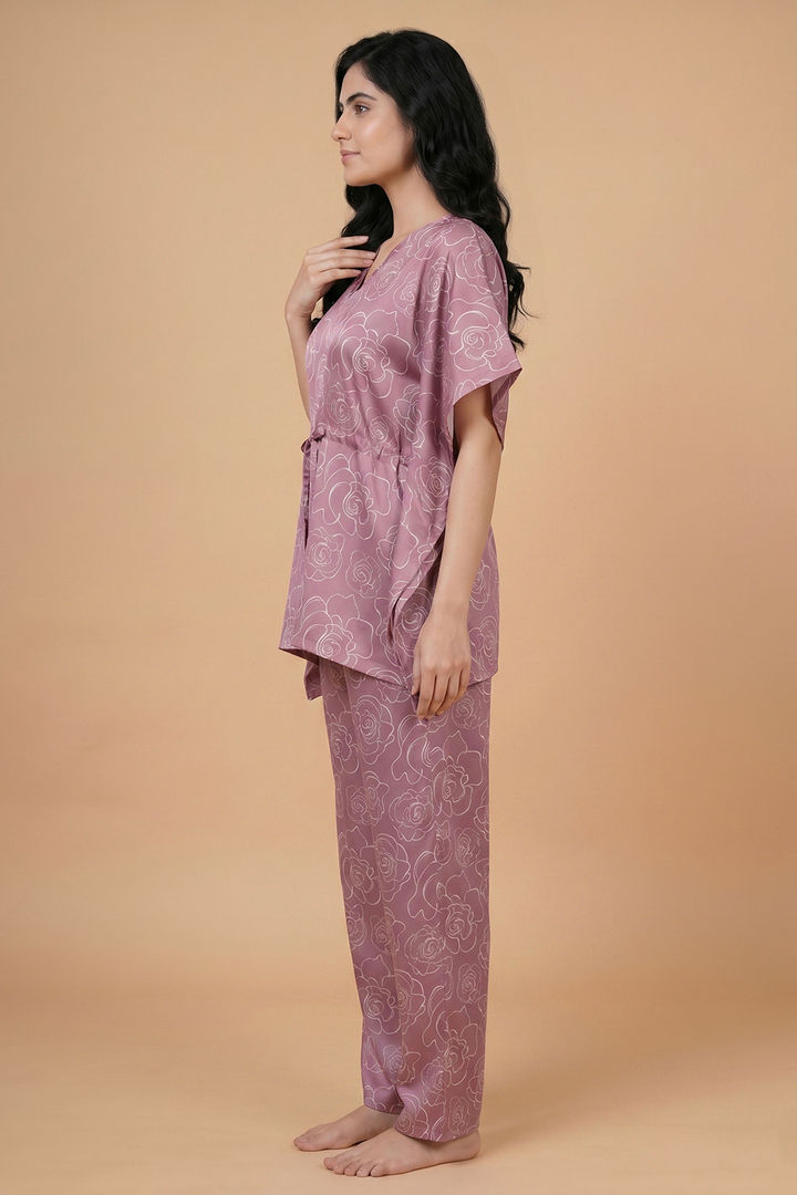 Zivame Satin Kaftan Lifewear Set - Polignac — image 3