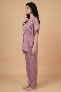Zivame Satin Kaftan Loungewear Set - Polignac — thumbnail 3