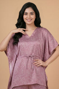 Zivame Satin Kaftan Loungewear Set - Polignac — thumbnail 4