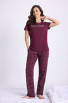 Zivame Floral Hush Knit Cotton Pyjama Set - Fig — thumbnail 2