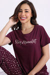 Zivame Floral Hush Knit Cotton Pyjama Set - Fig — thumbnail 5