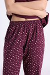 Zivame Floral Hush Knit Cotton Pyjama Set - Fig — thumbnail 6