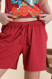 Zivame Smurf Collection Knit Cotton Short Set - Salsa — thumbnail 8