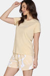 Zivame Knit Cotton Shorts Set - Soybeen — thumbnail 3