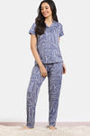 Zivame Print Fusion Knit Poly Pyjama Set - Marlin — thumbnail 2