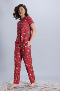 Zivame Smurf Collection Knit Poly Pyjama Set - Salsa — thumbnail 6