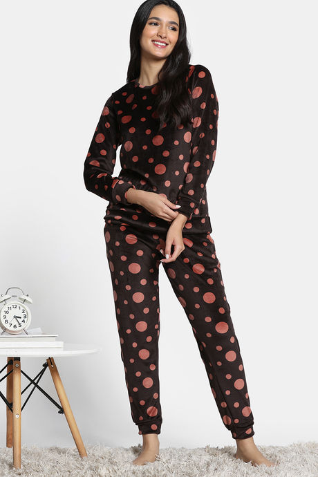 Zivame Knit Poly Velour Lifewear Set - Caviar — image 2