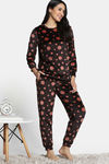 Zivame Knit Poly Velour Loungewear Set - Caviar — thumbnail 3