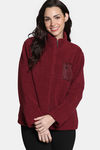 Zivame Winter Plum Sherpa Sweatshirt - Pomegeranate — thumbnail 2