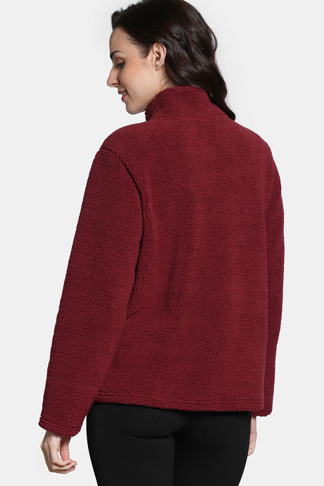 Zivame Winter Plum Sherpa Sweatshirt - Pomegeranate — image 4