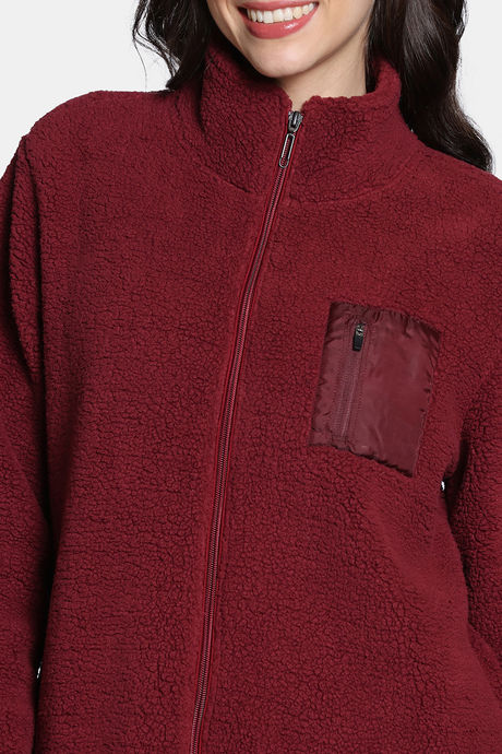 Zivame Winter Plum Sherpa Sweatshirt - Pomegeranate — image 5