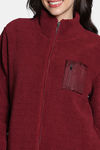 Zivame Winter Plum Sherpa Sweatshirt - Pomegeranate — thumbnail 5