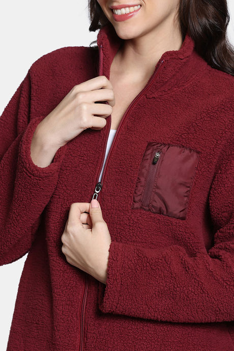 Zivame Winter Plum Sherpa Sweatshirt - Pomegeranate — image 6