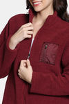 Zivame Winter Plum Sherpa Sweatshirt - Pomegeranate — thumbnail 6