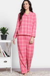 Zivame Checkered Charm Flannel Pyjama Set - Coral Cloud — thumbnail 2