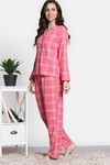 Zivame Checkered Charm Flannel Pyjama Set - Coral Cloud — thumbnail 3