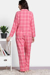 Zivame Checkered Charm Flannel Pyjama Set - Coral Cloud — thumbnail 4
