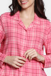 Zivame Checkered Charm Flannel Pyjama Set - Coral Cloud — thumbnail 5