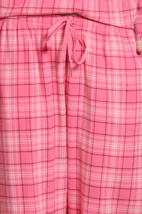 Zivame Checkered Charm Flannel Pyjama Set - Coral Cloud — image 6