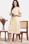 Zivame Vividity Knit Cotton Mid Length Nightdress - Soybean — thumbnail 2