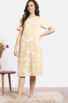 Zivame Vividity Knit Cotton Mid Length Nightdress - Soybean — thumbnail 3