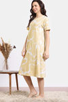 Zivame Vividity Knit Cotton Mid Length Nightdress - Soybean — thumbnail 4