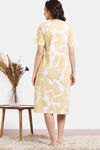 Zivame Vividity Knit Cotton Mid Length Nightdress - Soybean — thumbnail 5