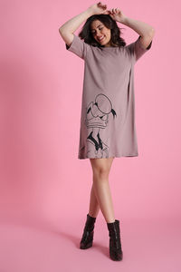 Zivame Donald Duck Knit Cotton Loungewear Dress - Fawn — thumbnail 2
